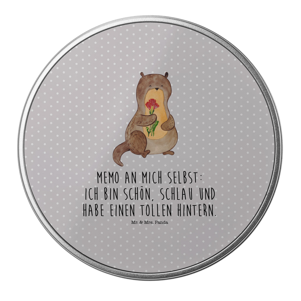 Blechdose rund Otter Blumenstrauß Metalldose, Keksdose, Dose, Vorratsdose, Geschenkbox, Otter, Fischotter, Seeotter, Otter Seeotter See Otter