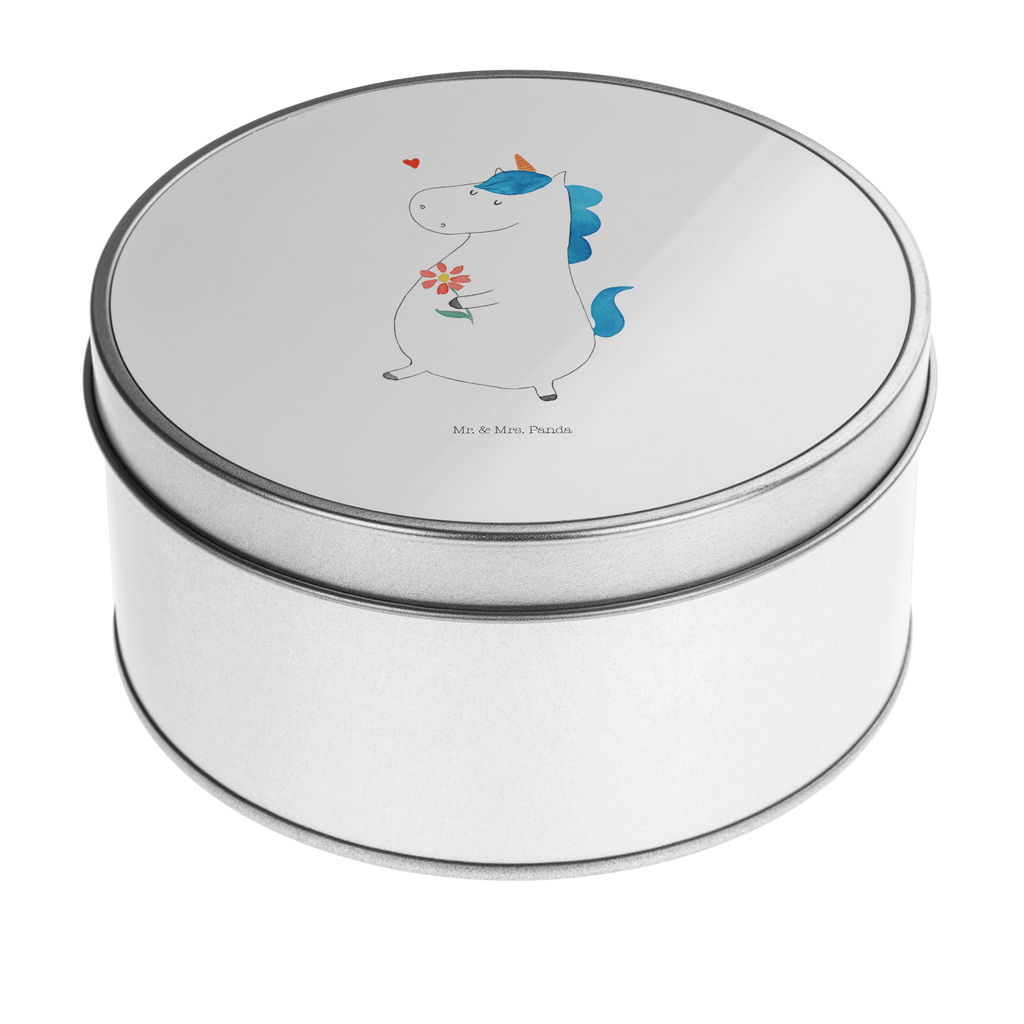 Blechdose rund Einhorn Spaziergang Metalldose, Keksdose, Dose, Vorratsdose, Geschenkbox, Einhorn, Einhörner, Einhorn Deko, Pegasus, Unicorn, Glitzer, Blumen, Spaziergang, Motivation, Gute Laune, Freude, Freundin, Mutter, Schwester