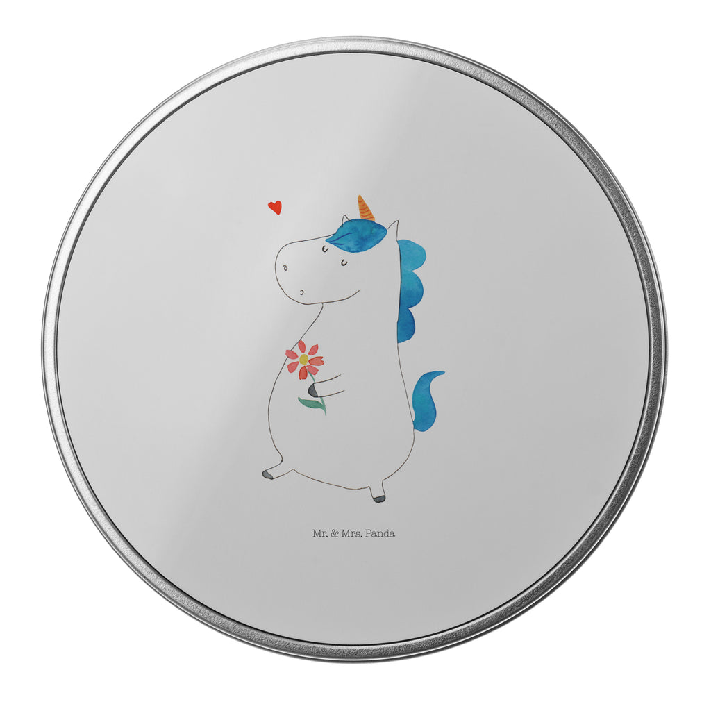 Blechdose rund Einhorn Spaziergang Metalldose, Keksdose, Dose, Vorratsdose, Geschenkbox, Einhorn, Einhörner, Einhorn Deko, Pegasus, Unicorn, Glitzer, Blumen, Spaziergang, Motivation, Gute Laune, Freude, Freundin, Mutter, Schwester