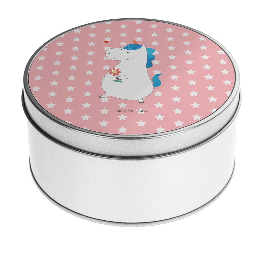Blechdose rund Einhorn Spaziergang Metalldose, Keksdose, Dose, Vorratsdose, Geschenkbox, Einhorn, Einhörner, Einhorn Deko, Pegasus, Unicorn, Glitzer, Blumen, Spaziergang, Motivation, Gute Laune, Freude, Freundin, Mutter, Schwester