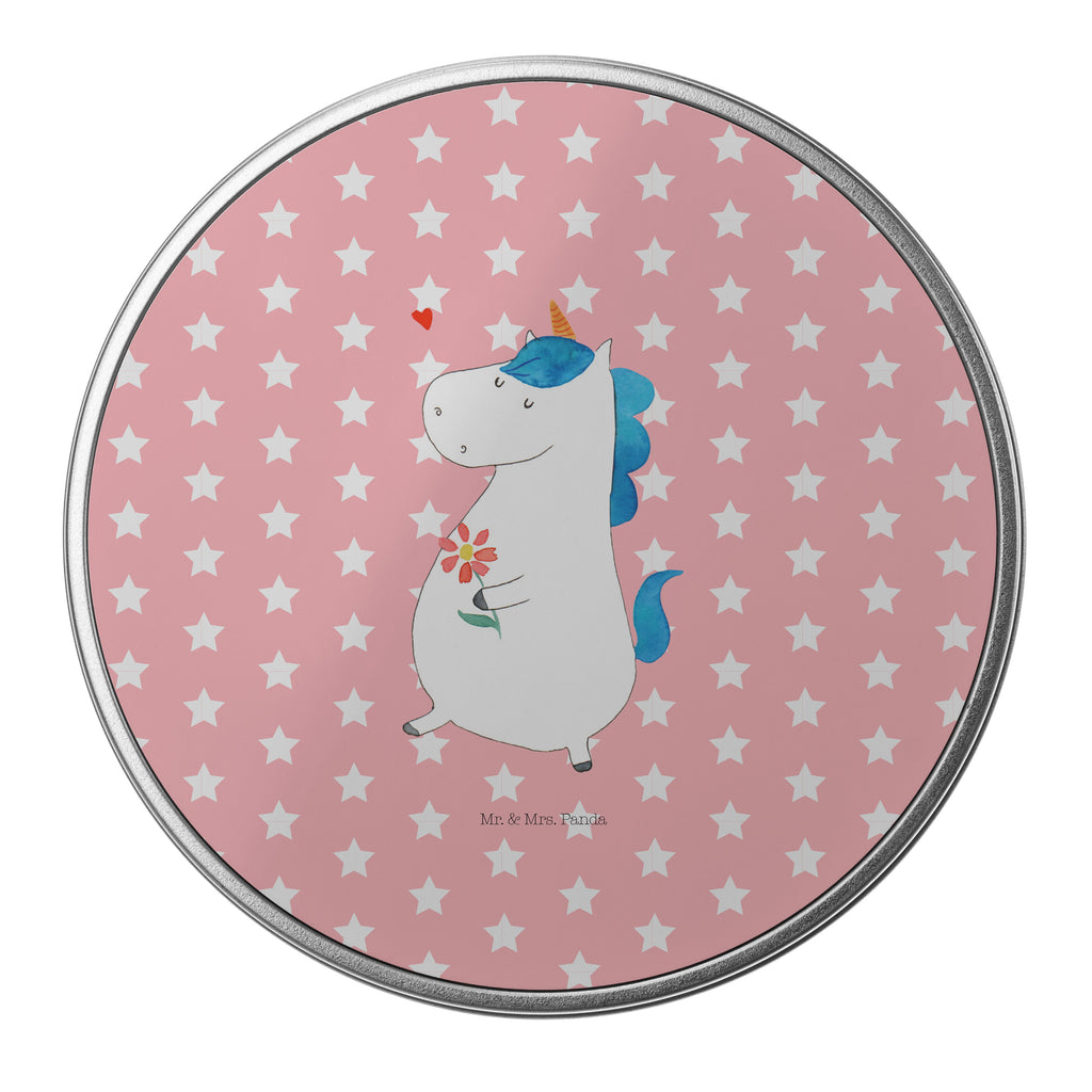 Blechdose rund Einhorn Spaziergang Metalldose, Keksdose, Dose, Vorratsdose, Geschenkbox, Einhorn, Einhörner, Einhorn Deko, Pegasus, Unicorn, Glitzer, Blumen, Spaziergang, Motivation, Gute Laune, Freude, Freundin, Mutter, Schwester