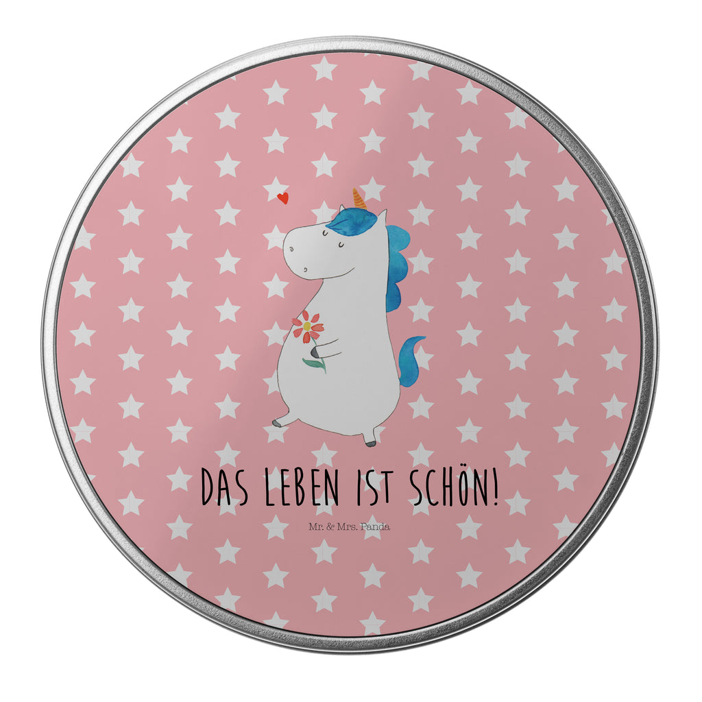 Blechdose rund Einhorn Spaziergang Metalldose, Keksdose, Dose, Vorratsdose, Geschenkbox, Einhorn, Einhörner, Einhorn Deko, Pegasus, Unicorn, Glitzer, Blumen, Spaziergang, Motivation, Gute Laune, Freude, Freundin, Mutter, Schwester