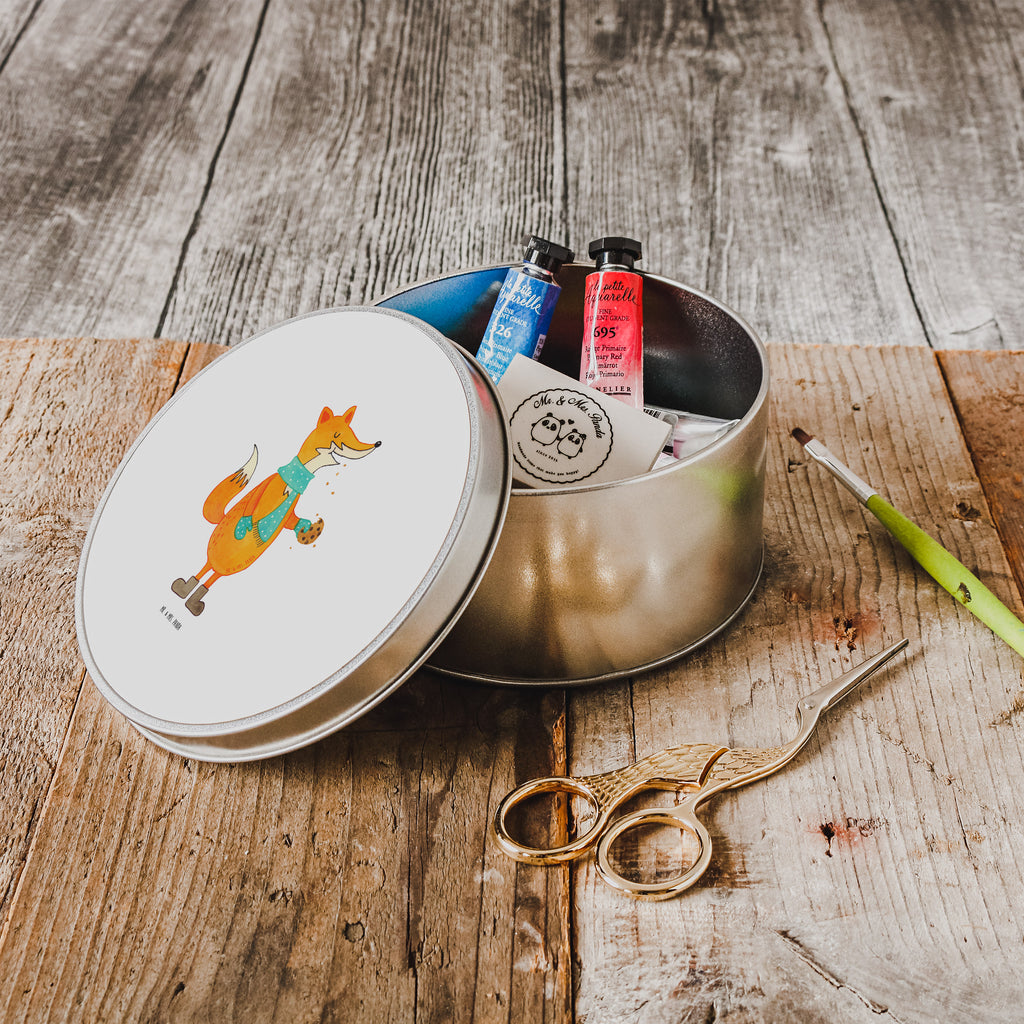 Blechdose rund Fuchs Keks Metalldose, Keksdose, Dose, Vorratsdose, Geschenkbox, Fuchs, Füchse, Backen Spruch, Kekse, Winter, Weihnachtszeit, Plätzchen, Liebe, Küche Deko