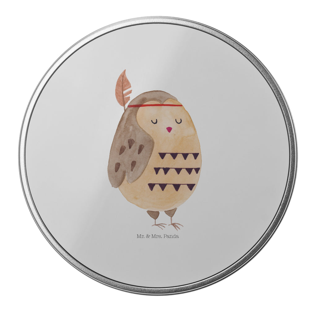 Blechdose rund Eule Federschmuck Metalldose, Keksdose, Dose, Vorratsdose, Geschenkbox, Eule, Eule Deko, Owl, Das Leben ist ein Abenteuer, Reisespruch, Federschmuck, Dekoration