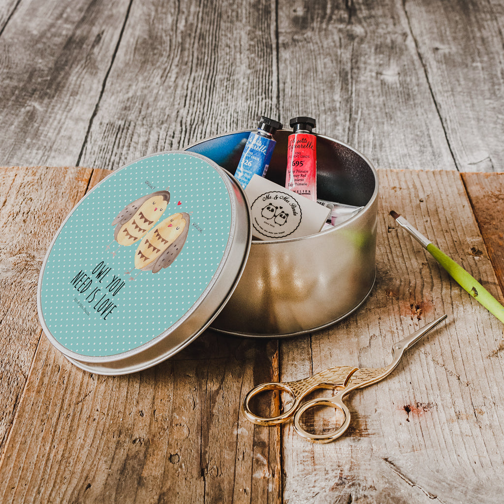 Blechdose rund Eule Liebe Metalldose, Keksdose, Dose, Vorratsdose, Geschenkbox, Eule, Eule Deko, Liebe, Hochzeit Spruch, Owl, All you need is love, Liebe Spruch, Freundin Geschenk, Freund, Wortspiel lustig