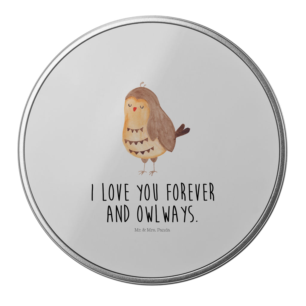 Blechdose rund Eule Zufrieden Metalldose, Keksdose, Dose, Vorratsdose, Geschenkbox, Eule, Eule Spruch, Eule deko, Owl, Liebe Spruch, Romantisch, Wortspiel lustig, Spruch schön, Geschenk Hochzeitstag