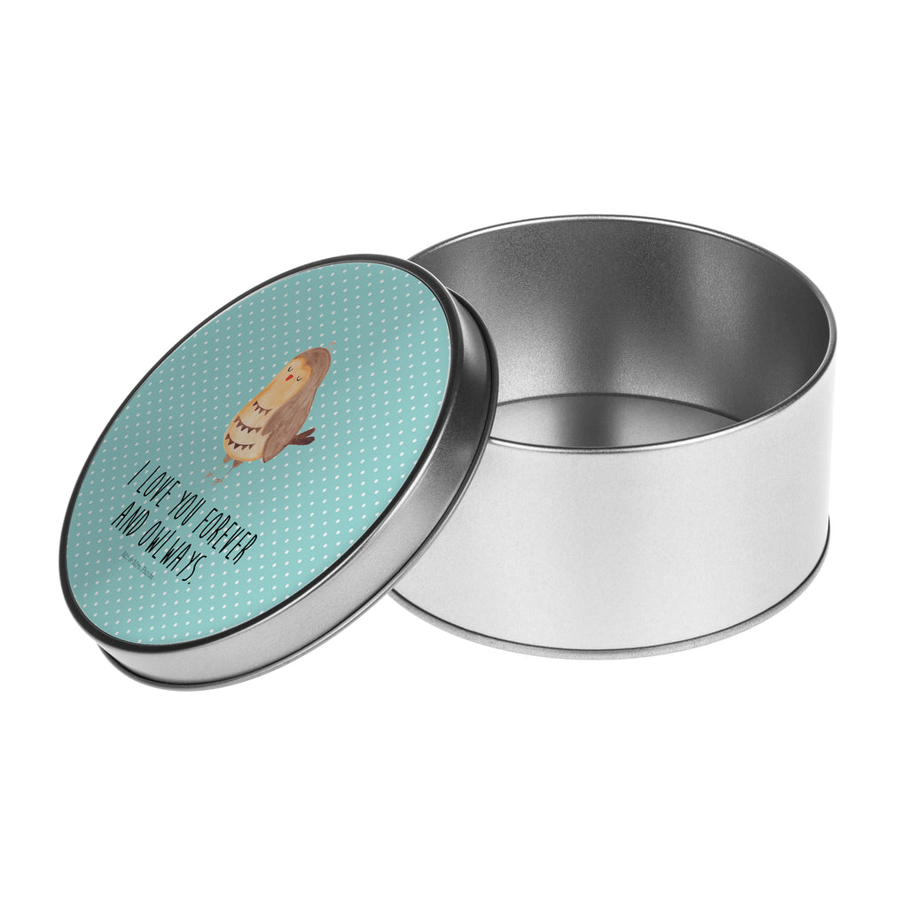 Blechdose rund Eule Zufrieden Metalldose, Keksdose, Dose, Vorratsdose, Geschenkbox, Eule, Eule Spruch, Eule deko, Owl, Liebe Spruch, Romantisch, Wortspiel lustig, Spruch schön, Geschenk Hochzeitstag