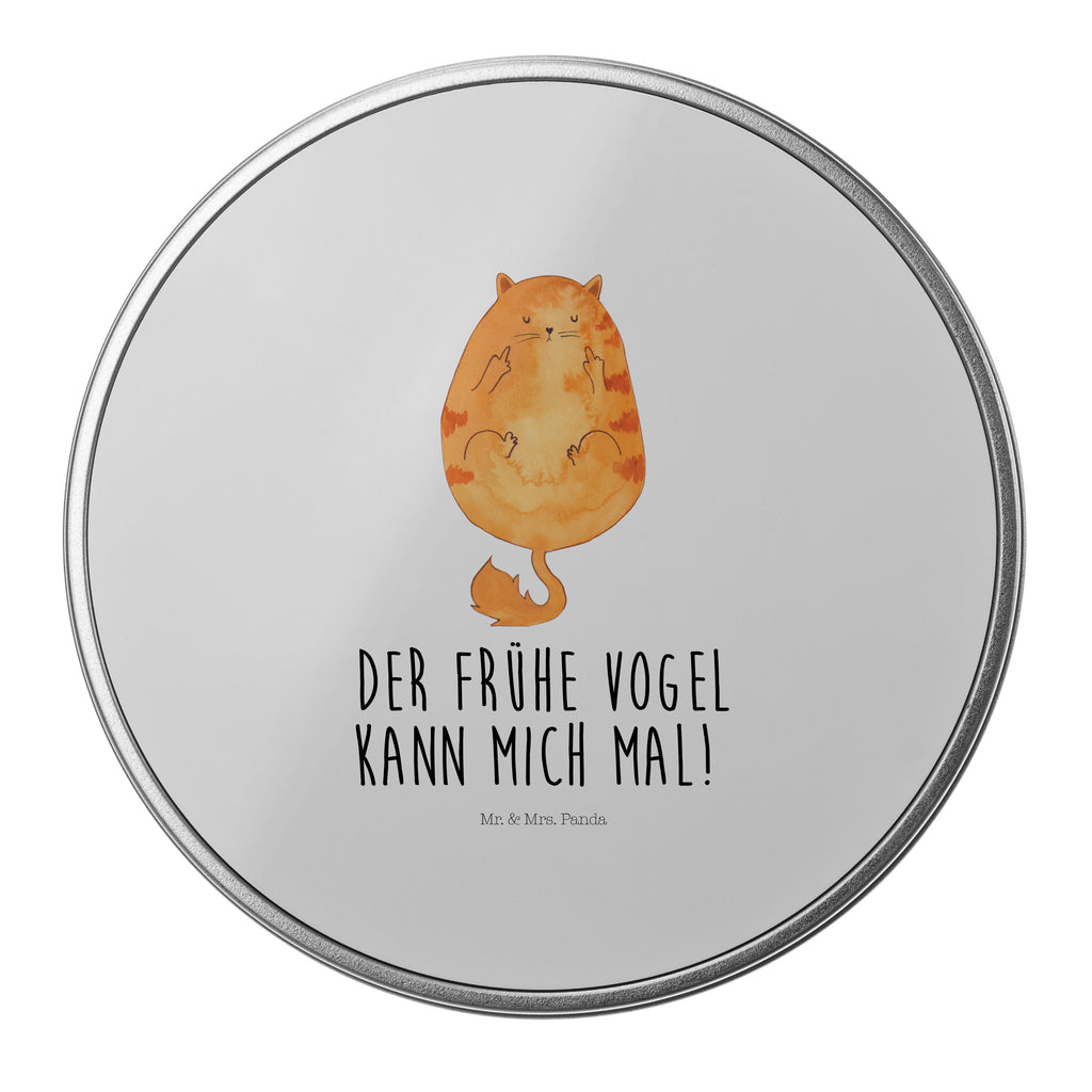 Blechdose rund Katze Frühaufsteher Metalldose, Keksdose, Dose, Vorratsdose, Geschenkbox, Katze, Katzenmotiv, Katzenfan, Katzendeko, Katzenfreund, Katzenliebhaber, Katzenprodukte, Katzenartikel, Katzenaccessoires, Katzensouvenirs, Katzenliebhaberprodukte, Katzenmotive, Der frühe Vogel kann mich mal, Morgenmuffel, Frühaufsteher, Kaffee, Katzen, Kater, Mietze