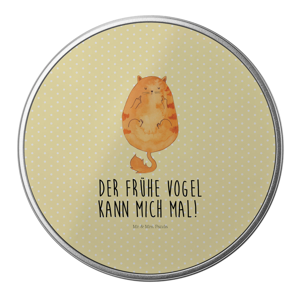 Blechdose rund Katze Frühaufsteher Metalldose, Keksdose, Dose, Vorratsdose, Geschenkbox, Katze, Katzenmotiv, Katzenfan, Katzendeko, Katzenfreund, Katzenliebhaber, Katzenprodukte, Katzenartikel, Katzenaccessoires, Katzensouvenirs, Katzenliebhaberprodukte, Katzenmotive, Der frühe Vogel kann mich mal, Morgenmuffel, Frühaufsteher, Kaffee, Katzen, Kater, Mietze
