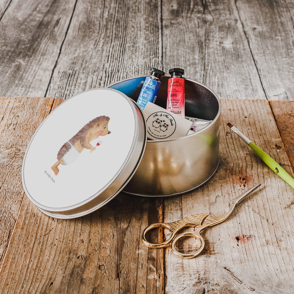 Blechdose rund Igel mit Wein Metalldose, Keksdose, Dose, Vorratsdose, Geschenkbox, Tiermotive, Gute Laune, lustige Sprüche, Tiere, Wein Spruch, Igel, Geschenk Weintrinker, Geschenk Weinliebhaber, Wein Deko, Weinglas, Rotwein, Weißwein, Wein trinken