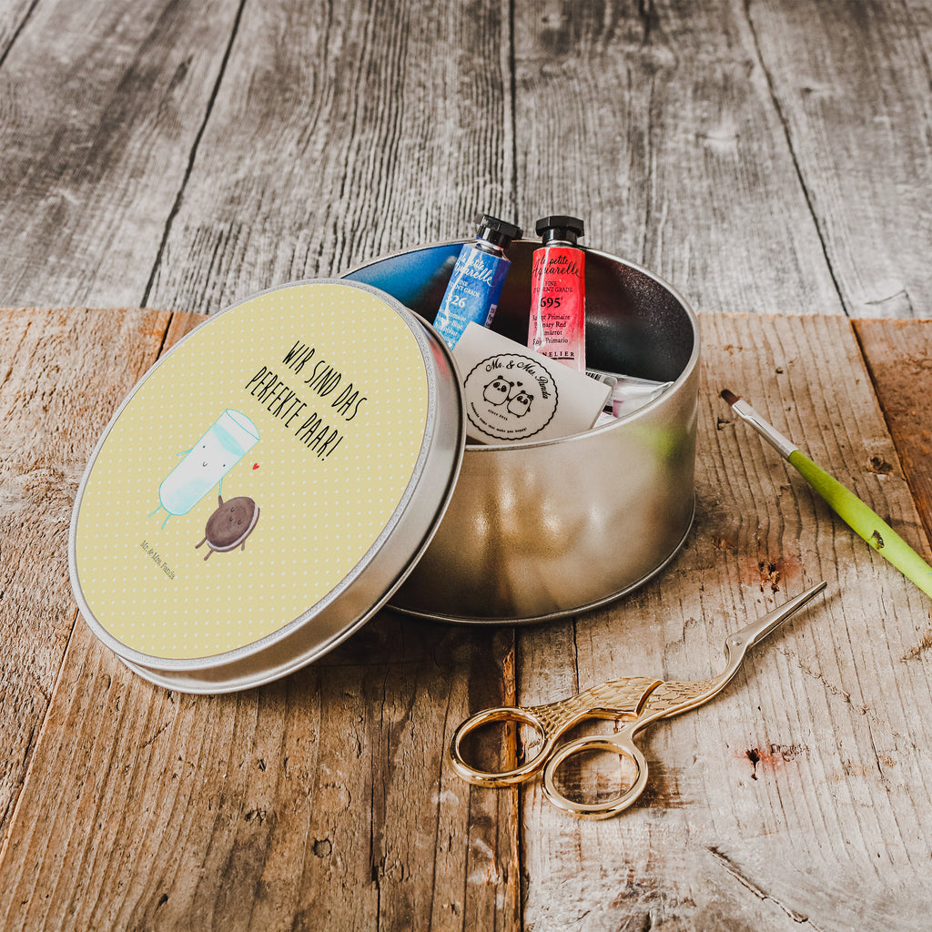 Blechdose rund Milch & Keks Metalldose, Keksdose, Dose, Vorratsdose, Geschenkbox, Tiermotive, Gute Laune, lustige Sprüche, Tiere, Milk, Cookie, Milch, Keks, Kekse, Kaffee, Einladung Frühstück, Motiv süß, romantisch, perfektes Paar