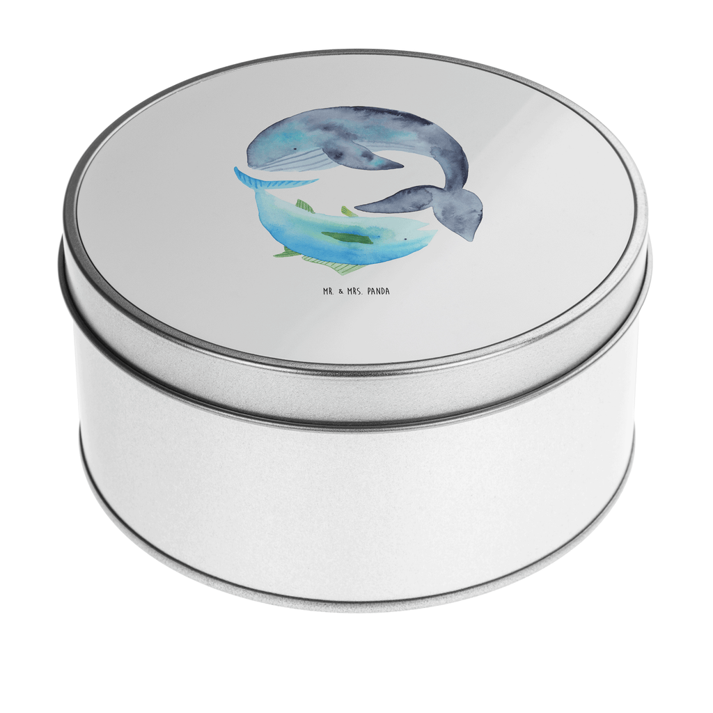 Blechdose rund Walfisch & Thunfisch Metalldose, Keksdose, Dose, Vorratsdose, Geschenkbox, Tiermotive, Gute Laune, lustige Sprüche, Tiere, Wal, Wahl, Tunfisch, Wortwitz lustig, Spruch lustig, Flachwitz, Witz, Spruch des Tages, Flachwitz Geschenk