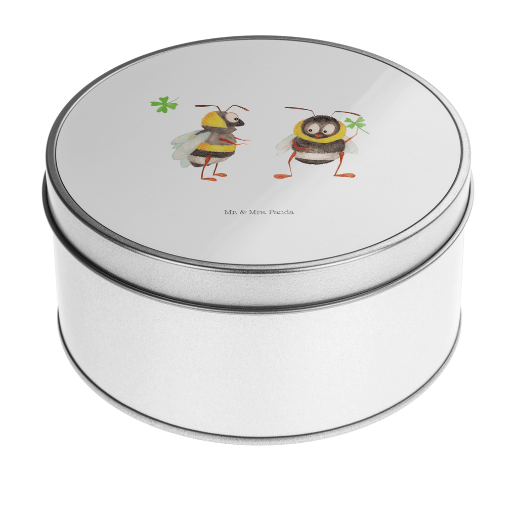 Blechdose rund Hummeln mit Kleeblatt Metalldose, Keksdose, Dose, Vorratsdose, Geschenkbox, Tiermotive, Gute Laune, lustige Sprüche, Tiere, Hummel, Biene, Spruch positiv, Biene Deko, Spruch schön, glücklich sein, glücklich werden, Spruch fröhlich
