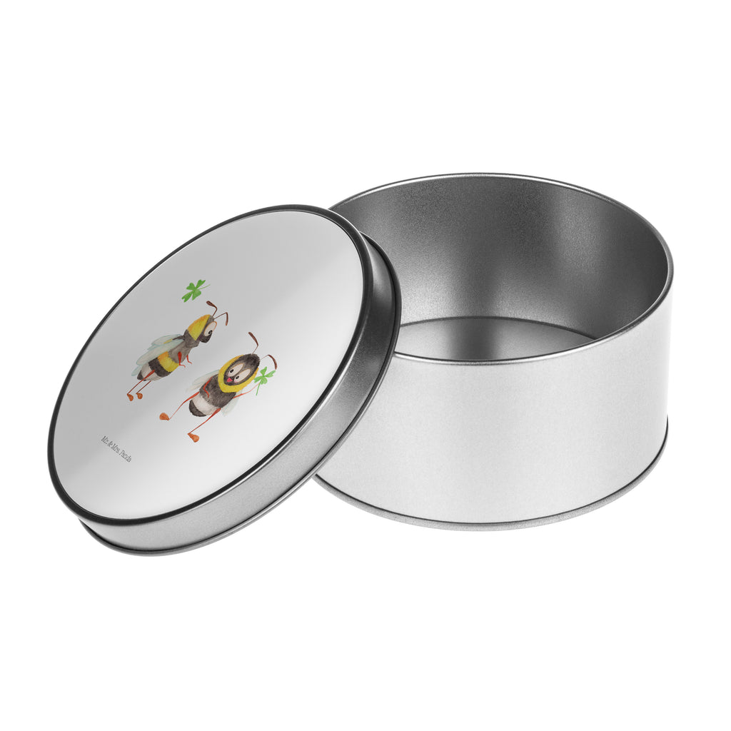 Blechdose rund Hummeln mit Kleeblatt Metalldose, Keksdose, Dose, Vorratsdose, Geschenkbox, Tiermotive, Gute Laune, lustige Sprüche, Tiere, Hummel, Biene, Spruch positiv, Biene Deko, Spruch schön, glücklich sein, glücklich werden, Spruch fröhlich
