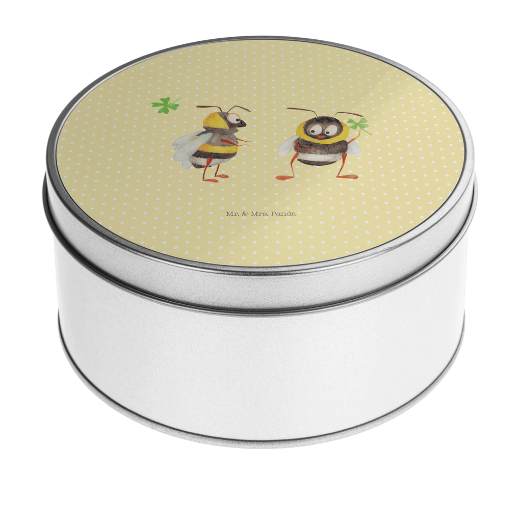 Blechdose rund Hummeln mit Kleeblatt Metalldose, Keksdose, Dose, Vorratsdose, Geschenkbox, Tiermotive, Gute Laune, lustige Sprüche, Tiere, Hummel, Biene, Spruch positiv, Biene Deko, Spruch schön, glücklich sein, glücklich werden, Spruch fröhlich