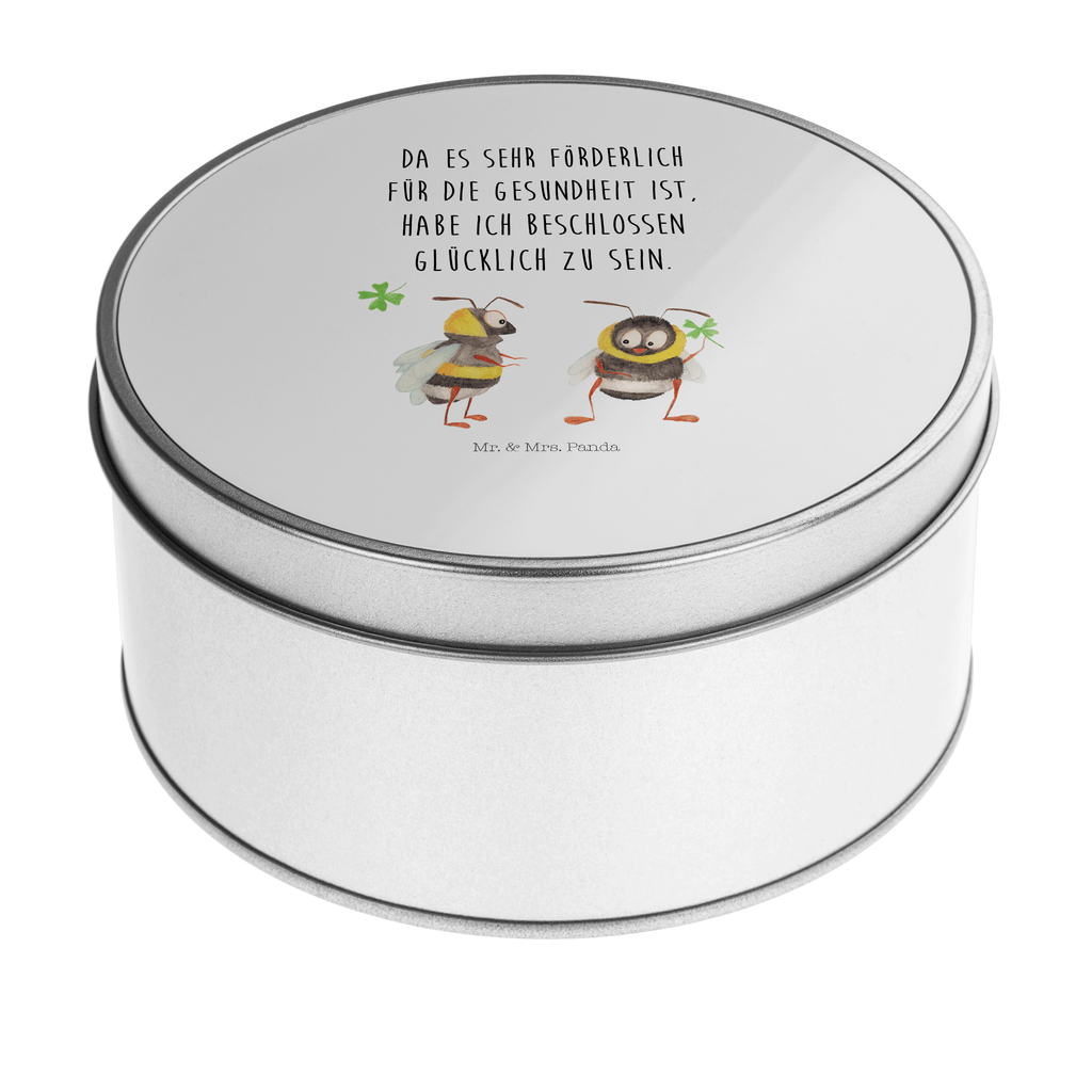 Blechdose rund Hummeln mit Kleeblatt Metalldose, Keksdose, Dose, Vorratsdose, Geschenkbox, Tiermotive, Gute Laune, lustige Sprüche, Tiere, Hummel, Biene, Spruch positiv, Biene Deko, Spruch schön, glücklich sein, glücklich werden, Spruch fröhlich