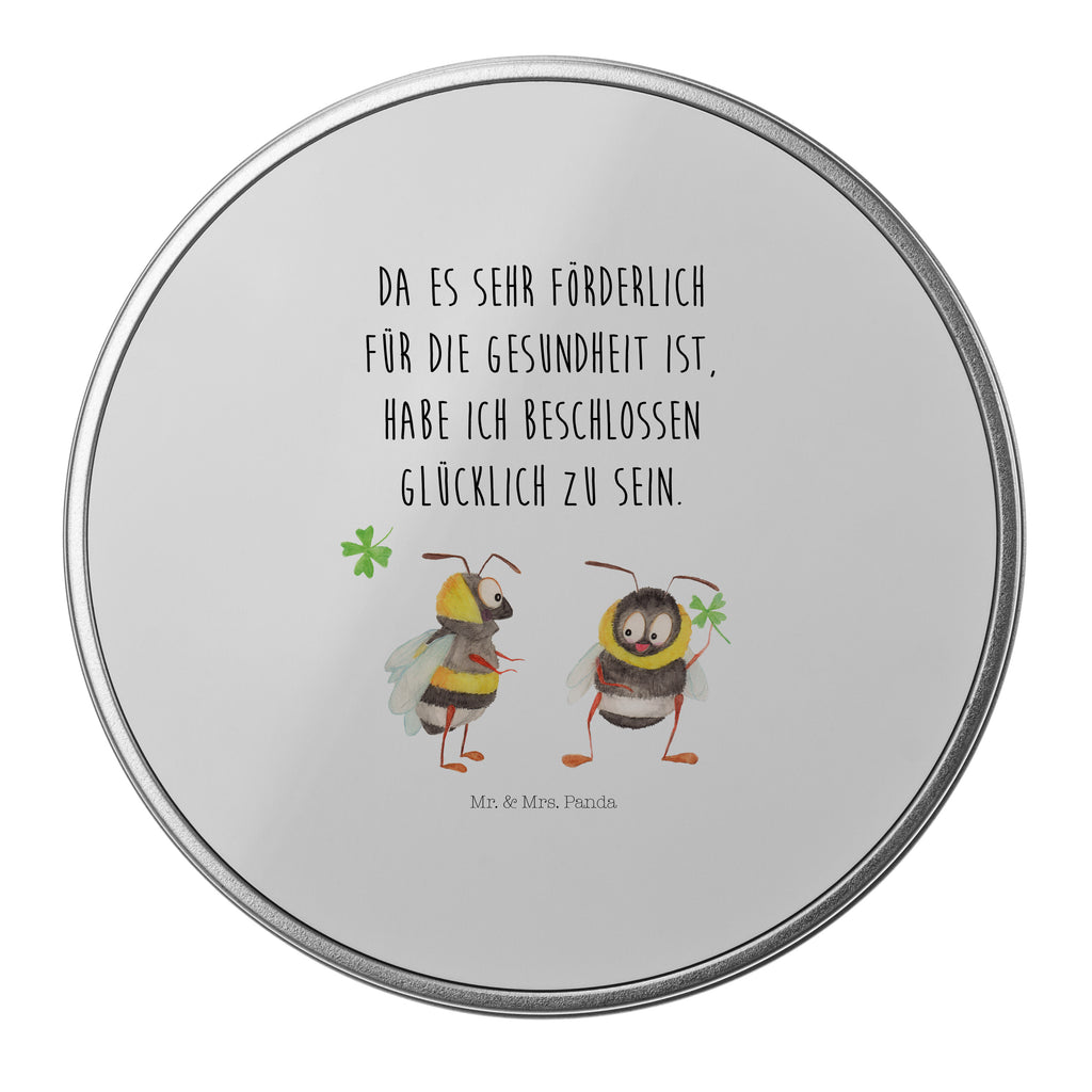 Blechdose rund Hummeln mit Kleeblatt Metalldose, Keksdose, Dose, Vorratsdose, Geschenkbox, Tiermotive, Gute Laune, lustige Sprüche, Tiere, Hummel, Biene, Spruch positiv, Biene Deko, Spruch schön, glücklich sein, glücklich werden, Spruch fröhlich