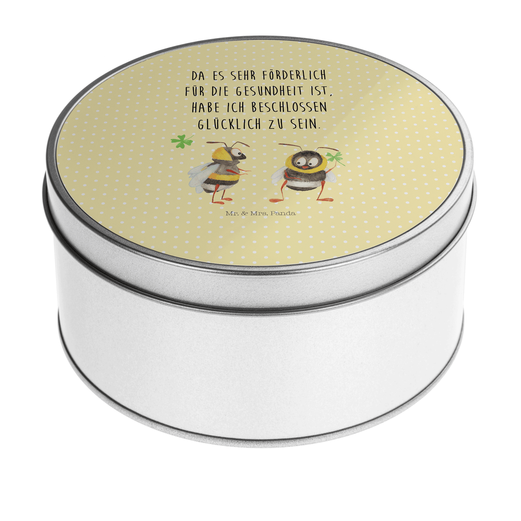 Blechdose rund Hummeln mit Kleeblatt Metalldose, Keksdose, Dose, Vorratsdose, Geschenkbox, Tiermotive, Gute Laune, lustige Sprüche, Tiere, Hummel, Biene, Spruch positiv, Biene Deko, Spruch schön, glücklich sein, glücklich werden, Spruch fröhlich