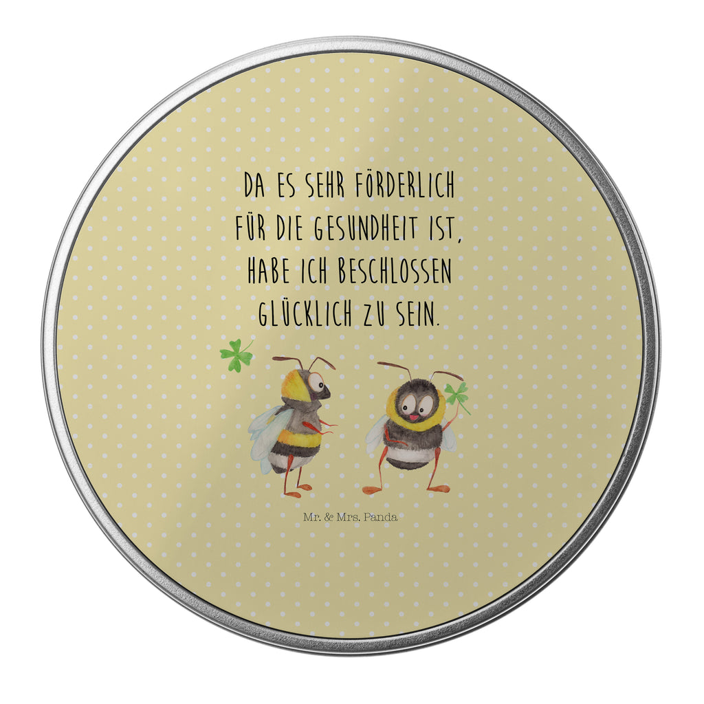 Blechdose rund Hummeln mit Kleeblatt Metalldose, Keksdose, Dose, Vorratsdose, Geschenkbox, Tiermotive, Gute Laune, lustige Sprüche, Tiere, Hummel, Biene, Spruch positiv, Biene Deko, Spruch schön, glücklich sein, glücklich werden, Spruch fröhlich