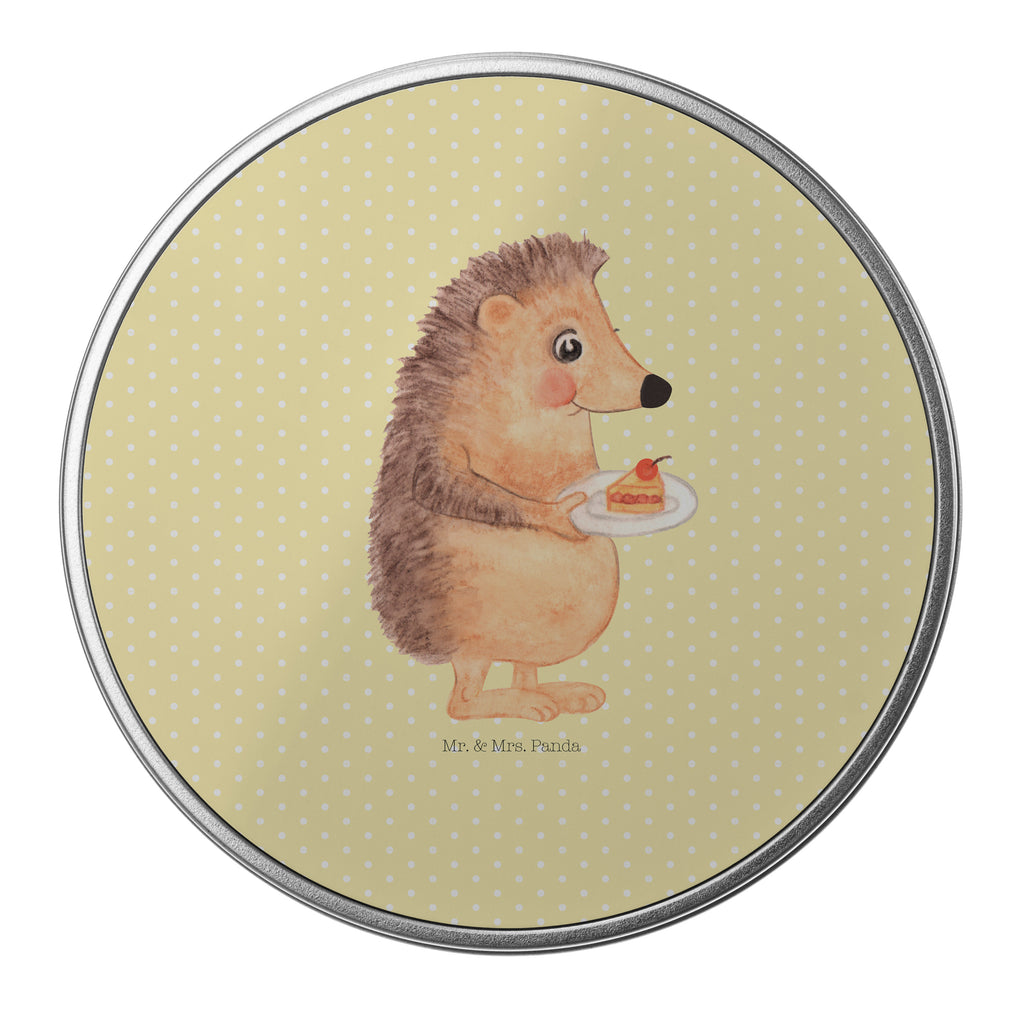 Blechdose rund Igel mit Kuchenstück Metalldose, Keksdose, Dose, Vorratsdose, Geschenkbox, Tiermotive, Gute Laune, lustige Sprüche, Tiere, Igel, Essen Spruch, Kuchen, Backen Geschenk, Kuchen backen, Einladung Party, Geburtstagskuchen, Torte