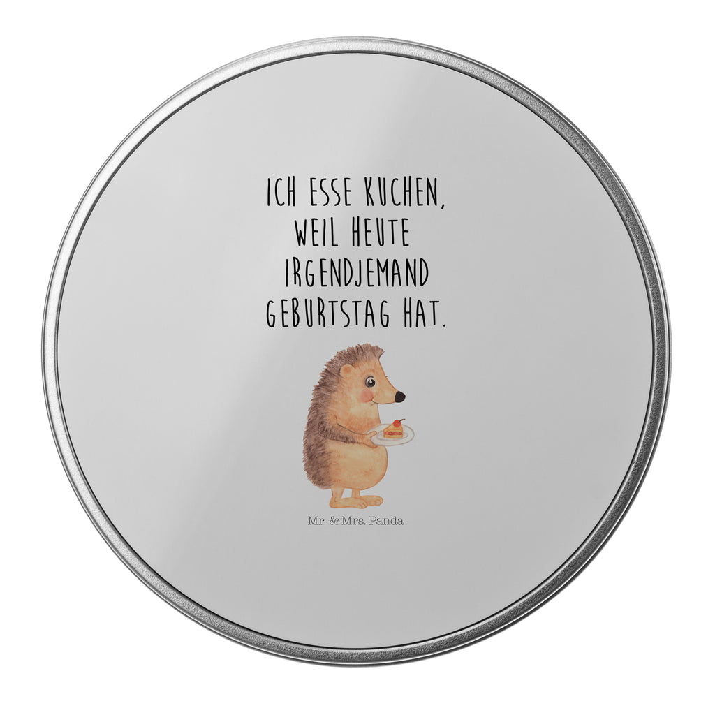 Blechdose rund Igel mit Kuchenstück Metalldose, Keksdose, Dose, Vorratsdose, Geschenkbox, Tiermotive, Gute Laune, lustige Sprüche, Tiere, Igel, Essen Spruch, Kuchen, Backen Geschenk, Kuchen backen, Einladung Party, Geburtstagskuchen, Torte