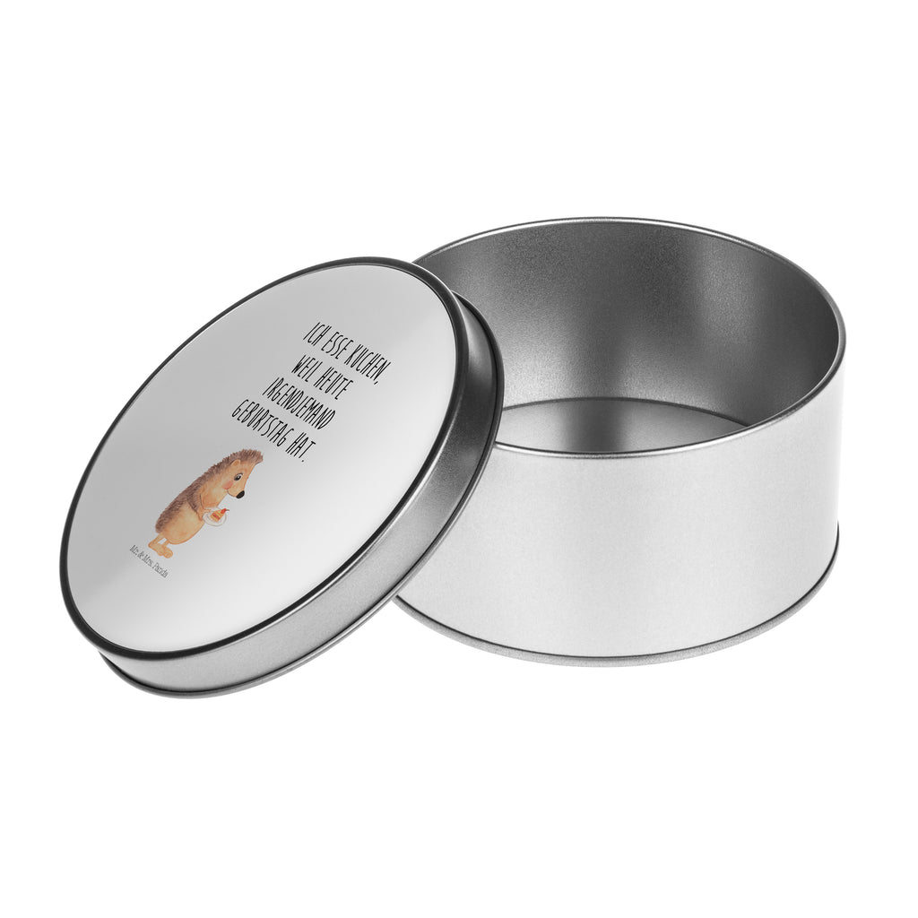Blechdose rund Igel mit Kuchenstück Metalldose, Keksdose, Dose, Vorratsdose, Geschenkbox, Tiermotive, Gute Laune, lustige Sprüche, Tiere, Igel, Essen Spruch, Kuchen, Backen Geschenk, Kuchen backen, Einladung Party, Geburtstagskuchen, Torte