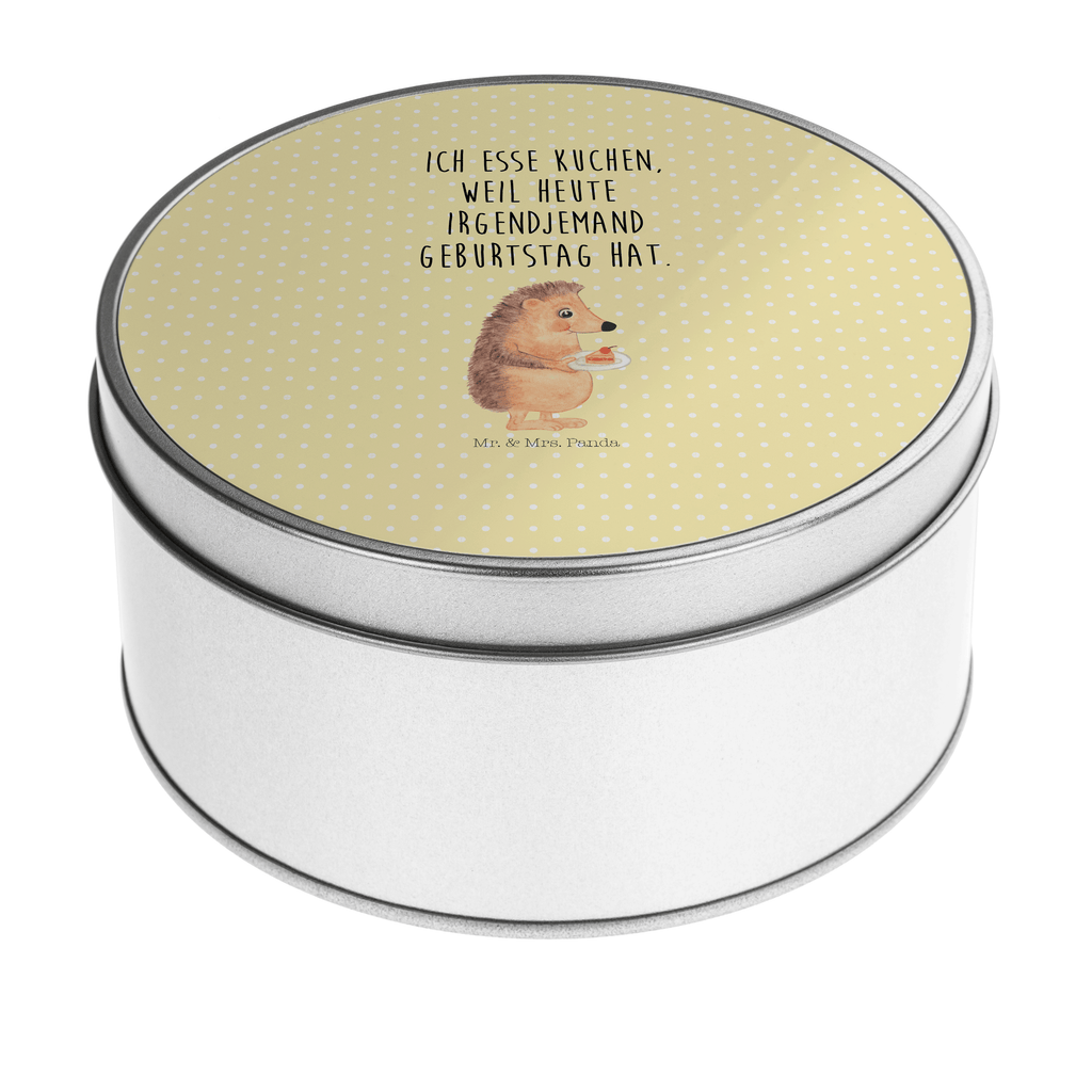 Blechdose rund Igel mit Kuchenstück Metalldose, Keksdose, Dose, Vorratsdose, Geschenkbox, Tiermotive, Gute Laune, lustige Sprüche, Tiere, Igel, Essen Spruch, Kuchen, Backen Geschenk, Kuchen backen, Einladung Party, Geburtstagskuchen, Torte