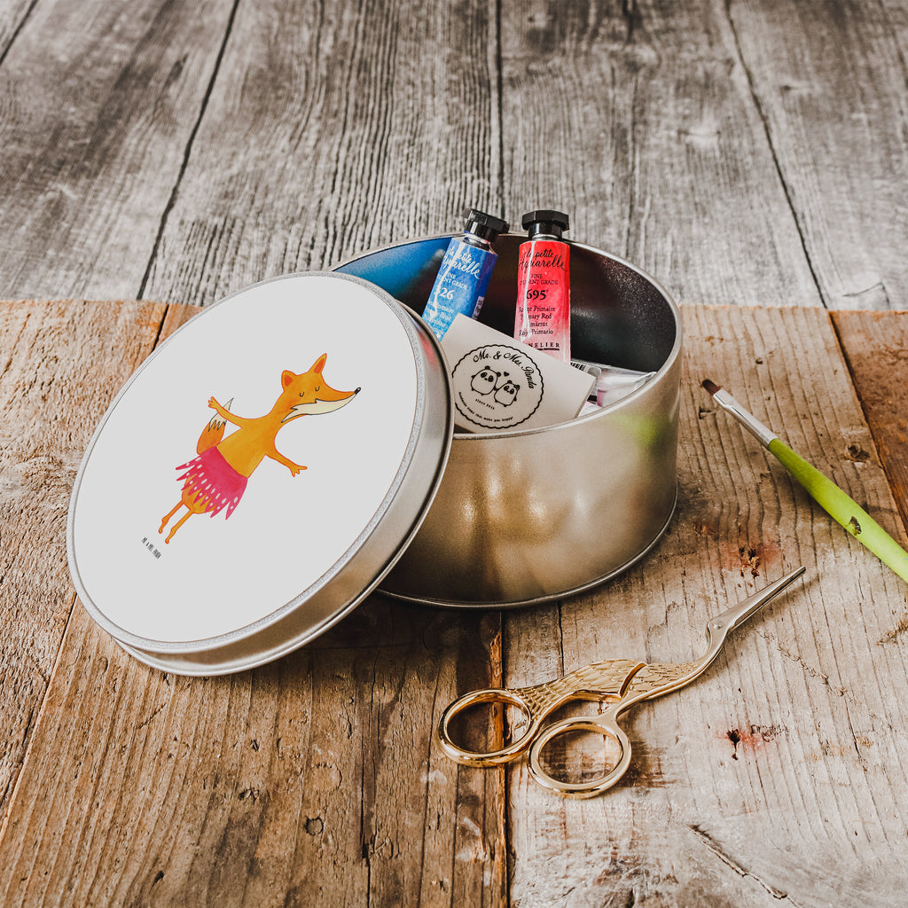 Blechdose rund Fuchs Ballerina Metalldose, Keksdose, Dose, Vorratsdose, Geschenkbox, Fuchs, Fuchs Spruch, Füchse, Füchsin, Ballerina, Ballett, Tänzerin, Tanzen, Party, Einladung, Geburtstag