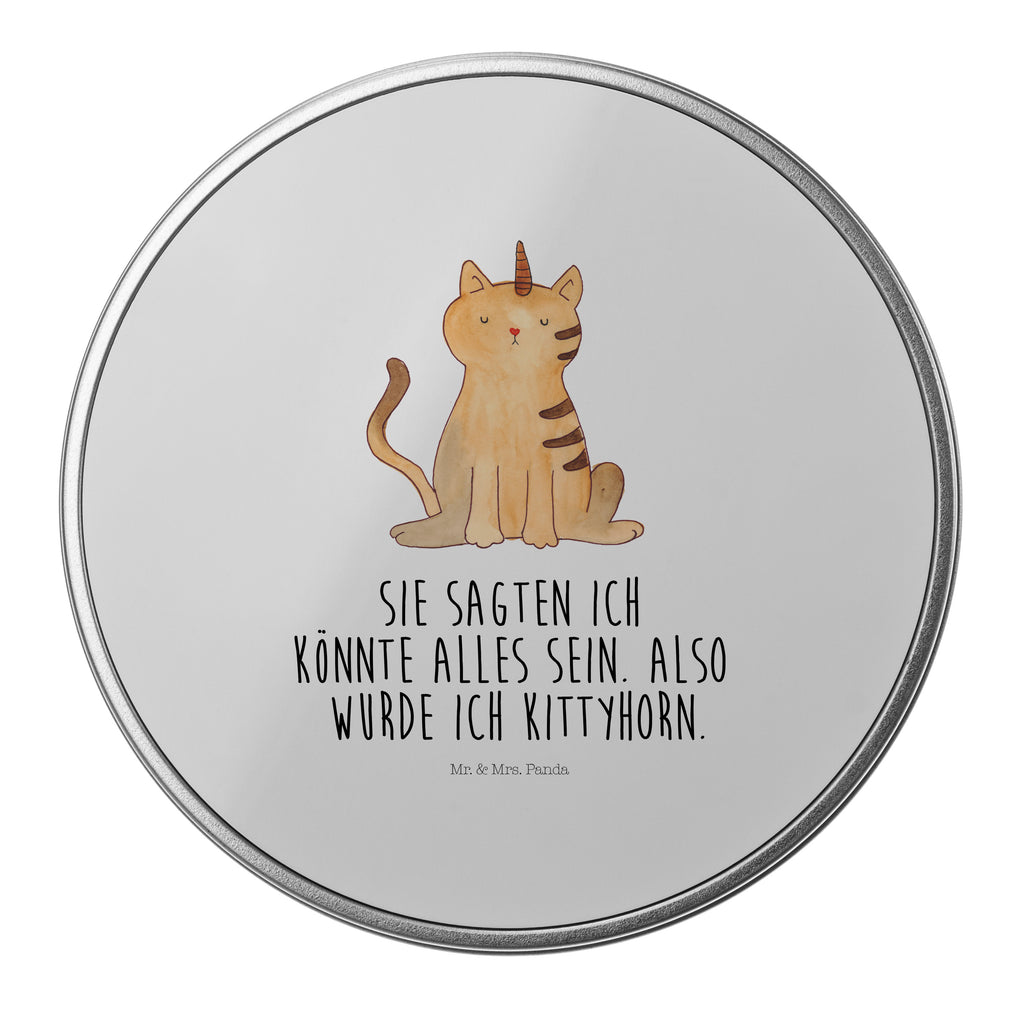 Blechdose rund Einhorn Katze Metalldose, Keksdose, Dose, Vorratsdose, Geschenkbox, Einhorn, Einhörner, Einhorn Deko, Pegasus, Unicorn, Katzer, Mieze, Regenbogen, Glitzer, Einhornpower, Erwachsenwerden, Katze, Katzenhorn, Einhornkatze, Kittyhorn