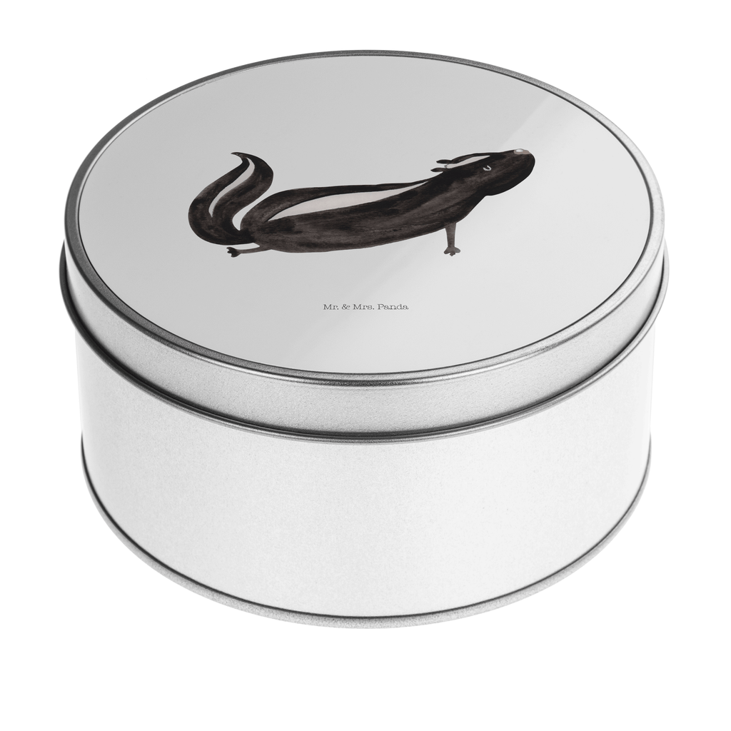 Blechdose rund Stinktier Yoga Metalldose, Keksdose, Dose, Vorratsdose, Geschenkbox, Stinktier, Skunk, Wildtier, Raubtier, Stinker, Stinki, Yoga, Namaste, Lebe, Liebe, Lache