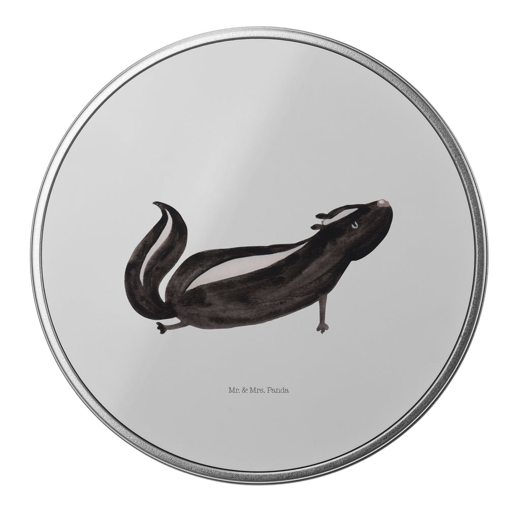 Blechdose rund Stinktier Yoga Metalldose, Keksdose, Dose, Vorratsdose, Geschenkbox, Stinktier, Skunk, Wildtier, Raubtier, Stinker, Stinki, Yoga, Namaste, Lebe, Liebe, Lache