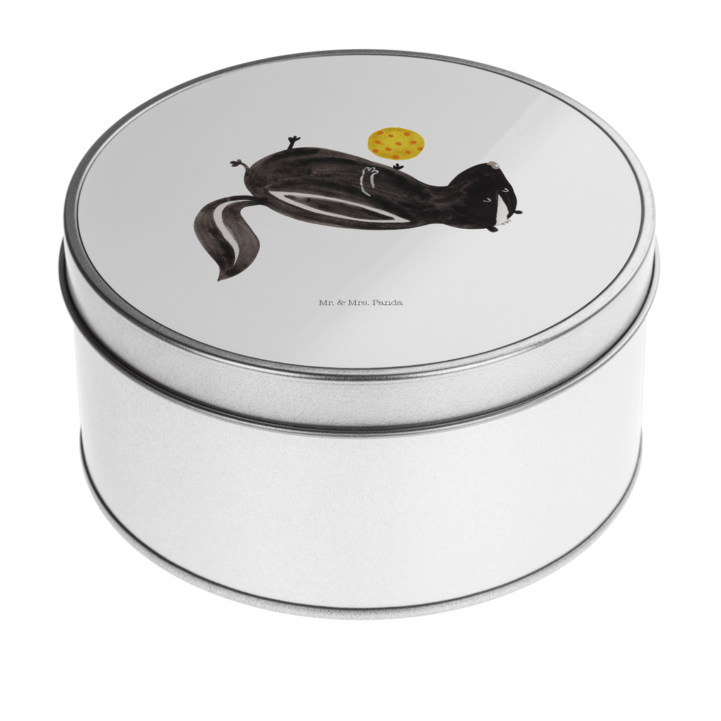 Blechdose rund Stinktier Ball Metalldose, Keksdose, Dose, Vorratsdose, Geschenkbox, Stinktier, Skunk, Wildtier, Raubtier, Stinker, Stinki, verspielt, Weisheit