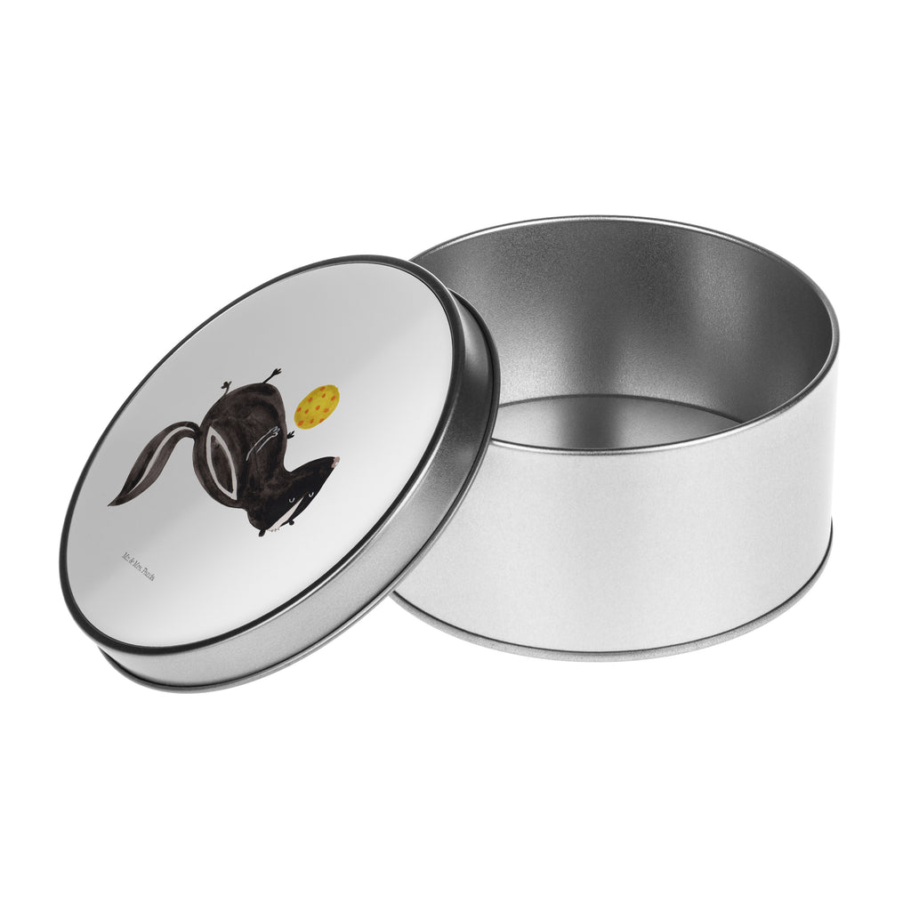 Blechdose rund Stinktier Ball Metalldose, Keksdose, Dose, Vorratsdose, Geschenkbox, Stinktier, Skunk, Wildtier, Raubtier, Stinker, Stinki, verspielt, Weisheit
