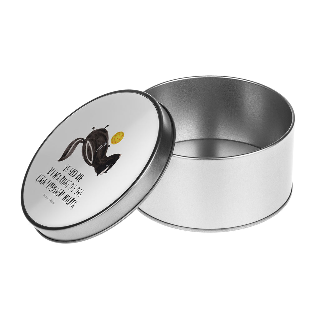 Blechdose rund Stinktier Ball Metalldose, Keksdose, Dose, Vorratsdose, Geschenkbox, Stinktier, Skunk, Wildtier, Raubtier, Stinker, Stinki, verspielt, Weisheit