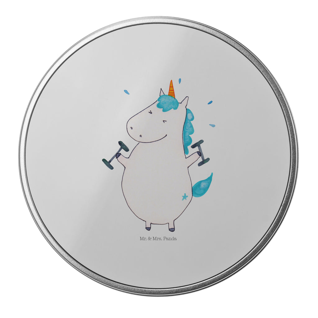Blechdose rund Einhorn Fitness Metalldose, Keksdose, Dose, Vorratsdose, Geschenkbox, Einhorn, Einhörner, Einhorn Deko, Pegasus, Unicorn, Gym, Fitness, Fitnessstudio, Diät, Abnehmen, Sport, Pumpen, Geräte, Sixpack
