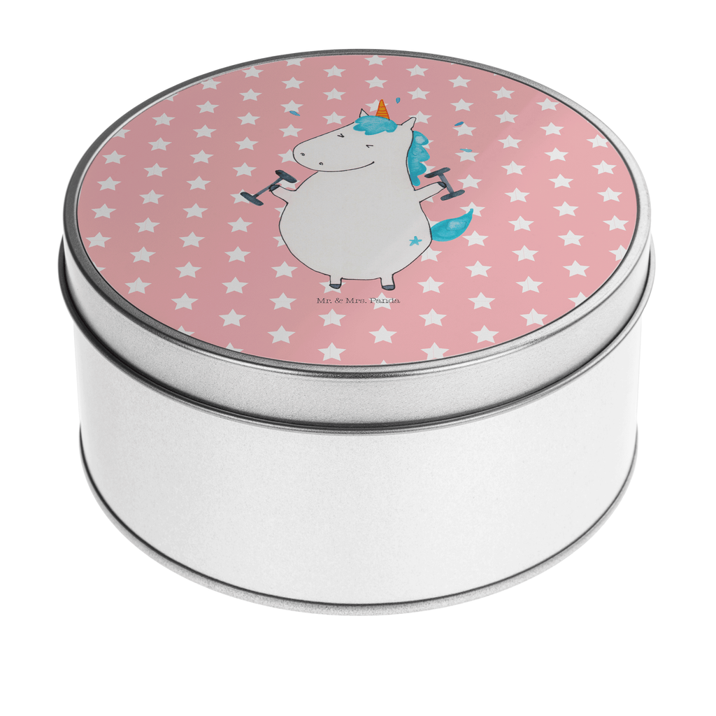 Blechdose rund Einhorn Fitness Metalldose, Keksdose, Dose, Vorratsdose, Geschenkbox, Einhorn, Einhörner, Einhorn Deko, Pegasus, Unicorn, Gym, Fitness, Fitnessstudio, Diät, Abnehmen, Sport, Pumpen, Geräte, Sixpack
