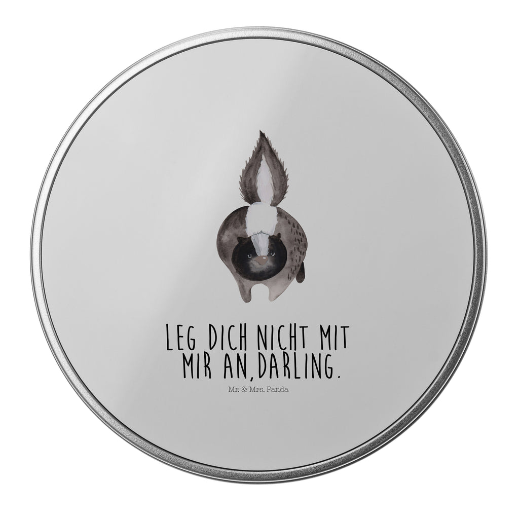 Blechdose rund Stinktier Angriff Metalldose, Keksdose, Dose, Vorratsdose, Geschenkbox, Stinktier, Skunk, Wildtier, Raubtier, Stinker, Stinki, wütend, Drohung