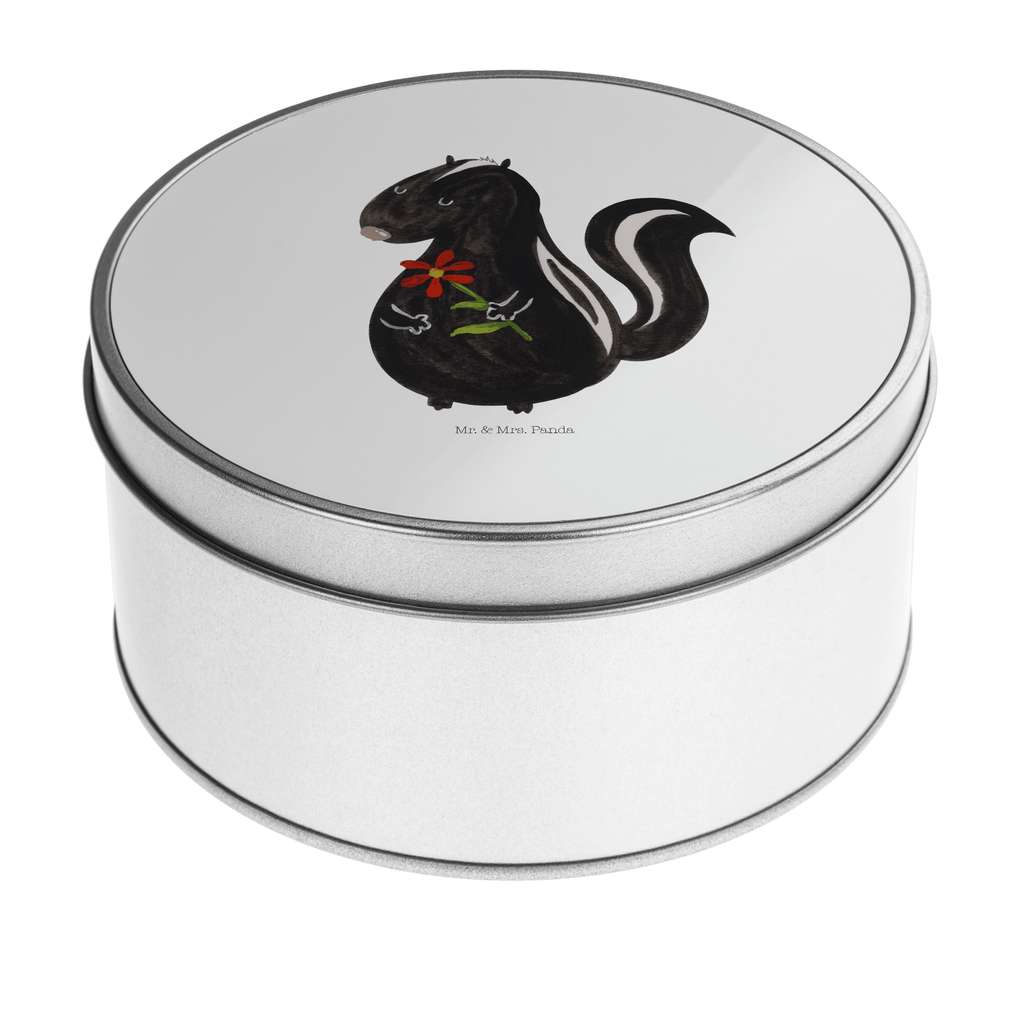 Blechdose rund Stinktier Blume Metalldose, Keksdose, Dose, Vorratsdose, Geschenkbox, Stinktier, Skunk, Wildtier, Raubtier, Stinker, Stinki, Tagträumer, verträumt, Dreams, Träume