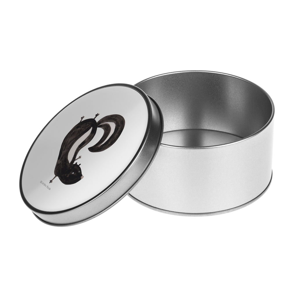 Blechdose rund Stinktier Handstand Metalldose, Keksdose, Dose, Vorratsdose, Geschenkbox, Stinktier, Skunk, Wildtier, Raubtier, Stinker, Stinki, Spielplatz, verpielt, Kind