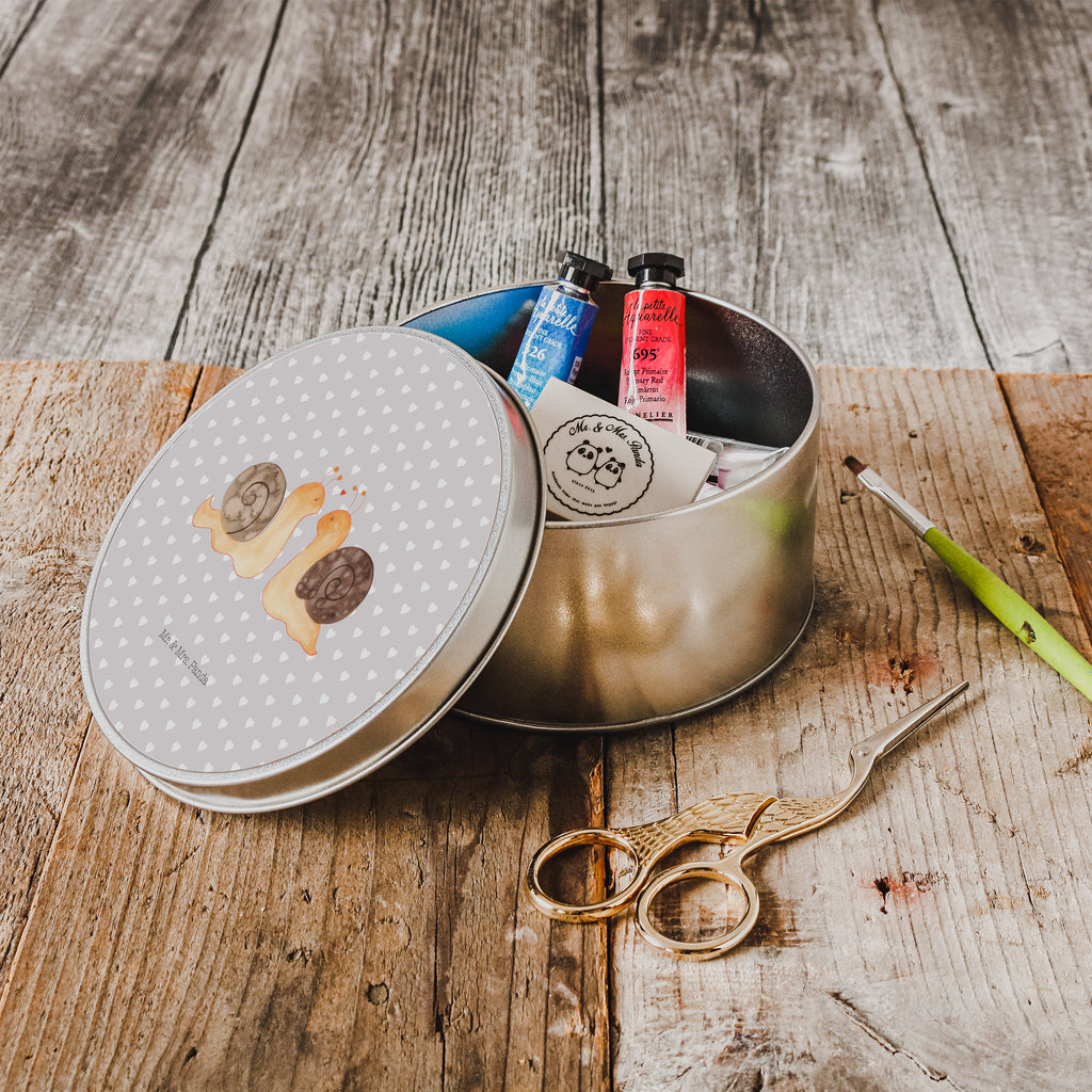 Blechdose rund Schnecken Liebe Metalldose, Keksdose, Dose, Vorratsdose, Geschenkbox, Liebe, Partner, Freund, Freundin, Ehemann, Ehefrau, Heiraten, Verlobung, Heiratsantrag, Liebesgeschenk, Jahrestag, Hocheitstag