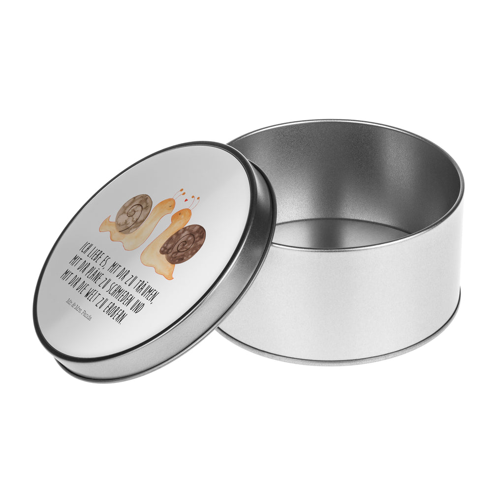 Blechdose rund Schnecken Liebe Metalldose, Keksdose, Dose, Vorratsdose, Geschenkbox, Liebe, Partner, Freund, Freundin, Ehemann, Ehefrau, Heiraten, Verlobung, Heiratsantrag, Liebesgeschenk, Jahrestag, Hocheitstag