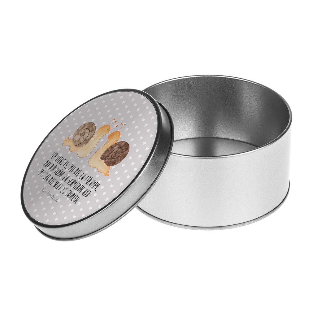 Blechdose rund Schnecken Liebe Metalldose, Keksdose, Dose, Vorratsdose, Geschenkbox, Liebe, Partner, Freund, Freundin, Ehemann, Ehefrau, Heiraten, Verlobung, Heiratsantrag, Liebesgeschenk, Jahrestag, Hocheitstag