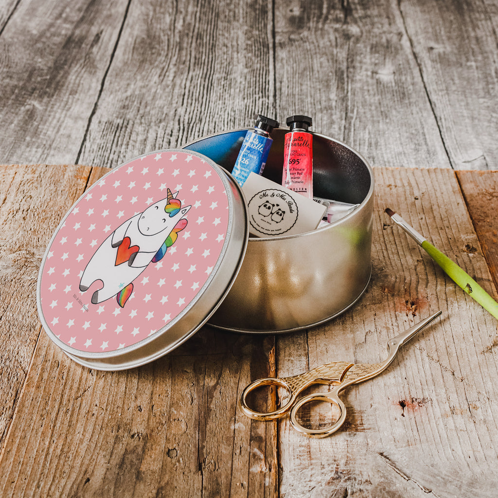 Blechdose rund Einhorn Herz Metalldose, Keksdose, Dose, Vorratsdose, Geschenkbox, Einhorn, Einhörner, Einhorn Deko, Pegasus, Unicorn, Herz, schlimm, böse, witzig, lustig, Freundin, anders, bunt