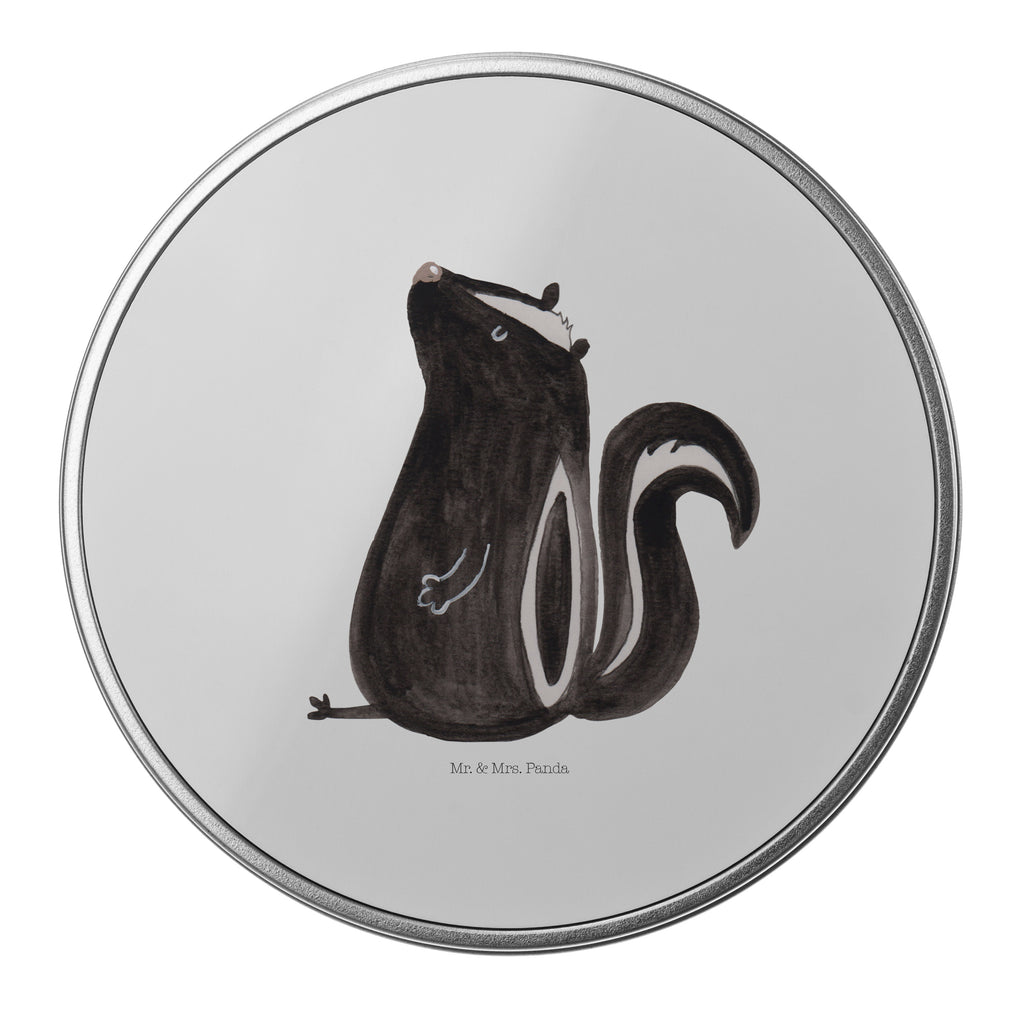Blechdose rund Stinktier sitzend Metalldose, Keksdose, Dose, Vorratsdose, Geschenkbox, Stinktier, Skunk, Wildtier, Raubtier, Stinker, Stinki, Spruch, Büro, Recht, Besserwisser
