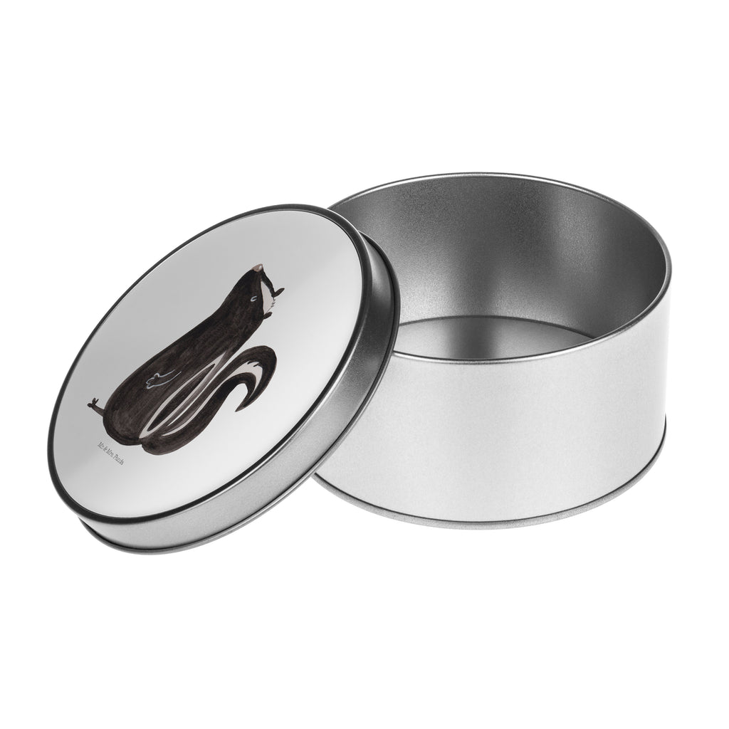 Blechdose rund Stinktier sitzend Metalldose, Keksdose, Dose, Vorratsdose, Geschenkbox, Stinktier, Skunk, Wildtier, Raubtier, Stinker, Stinki, Spruch, Büro, Recht, Besserwisser