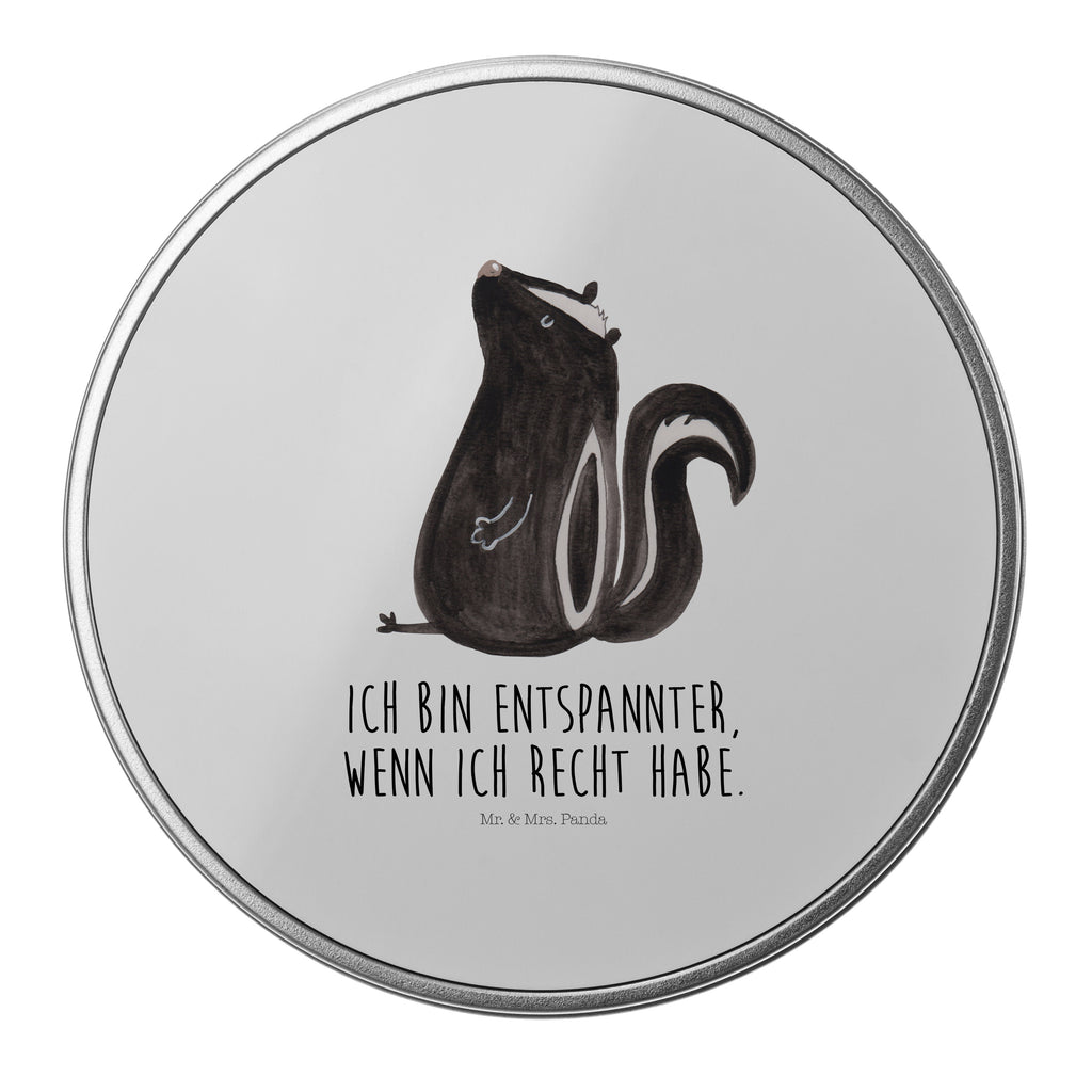 Blechdose rund Stinktier sitzend Metalldose, Keksdose, Dose, Vorratsdose, Geschenkbox, Stinktier, Skunk, Wildtier, Raubtier, Stinker, Stinki, Spruch, Büro, Recht, Besserwisser