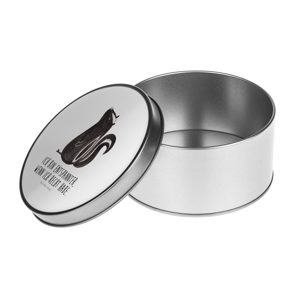 Blechdose rund Stinktier sitzend Metalldose, Keksdose, Dose, Vorratsdose, Geschenkbox, Stinktier, Skunk, Wildtier, Raubtier, Stinker, Stinki, Spruch, Büro, Recht, Besserwisser