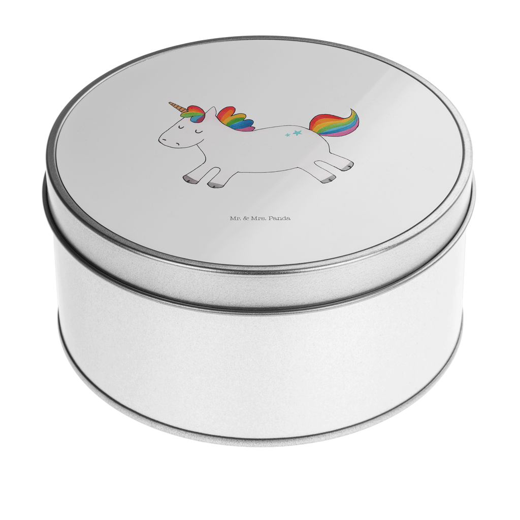Blechdose rund Einhorn Happy Metalldose, Keksdose, Dose, Vorratsdose, Geschenkbox, Einhorn, Einhörner, Einhorn Deko, Pegasus, Unicorn, glücklich, fröhlich, Spaß, Freude, Lebensfreude, witzig, spannend, Lächeln, Lachen