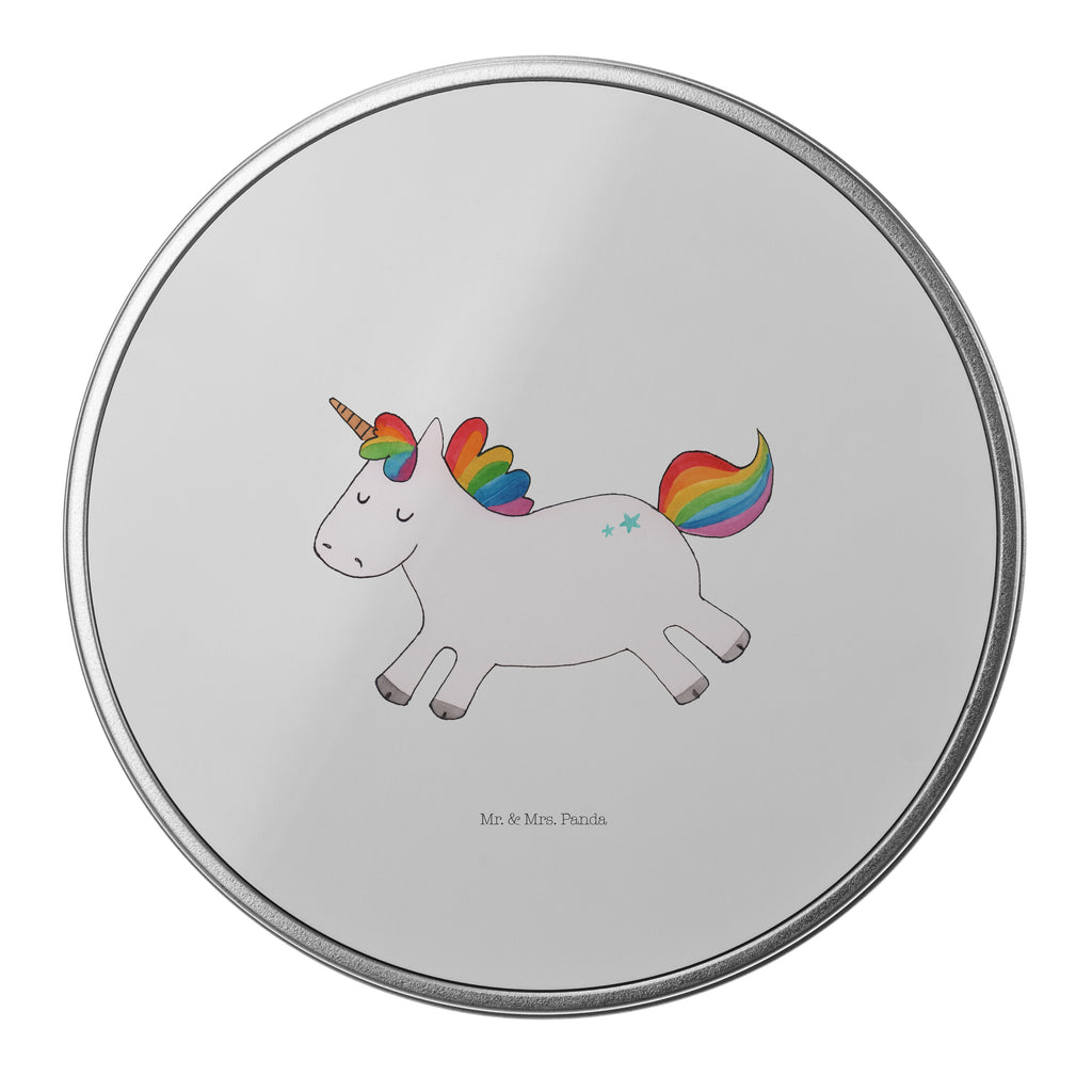 Blechdose rund Einhorn Happy Metalldose, Keksdose, Dose, Vorratsdose, Geschenkbox, Einhorn, Einhörner, Einhorn Deko, Pegasus, Unicorn, glücklich, fröhlich, Spaß, Freude, Lebensfreude, witzig, spannend, Lächeln, Lachen