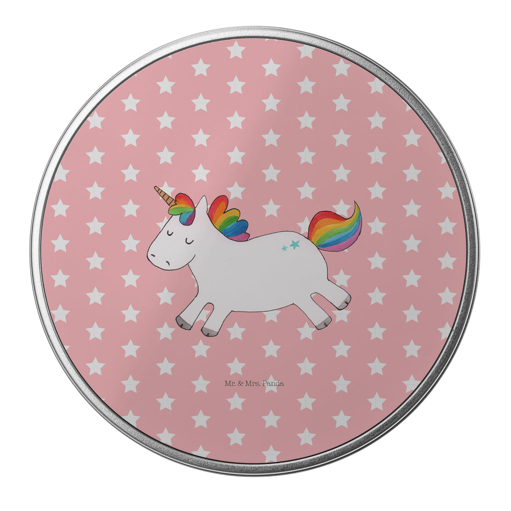 Blechdose rund Einhorn Happy Metalldose, Keksdose, Dose, Vorratsdose, Geschenkbox, Einhorn, Einhörner, Einhorn Deko, Pegasus, Unicorn, glücklich, fröhlich, Spaß, Freude, Lebensfreude, witzig, spannend, Lächeln, Lachen